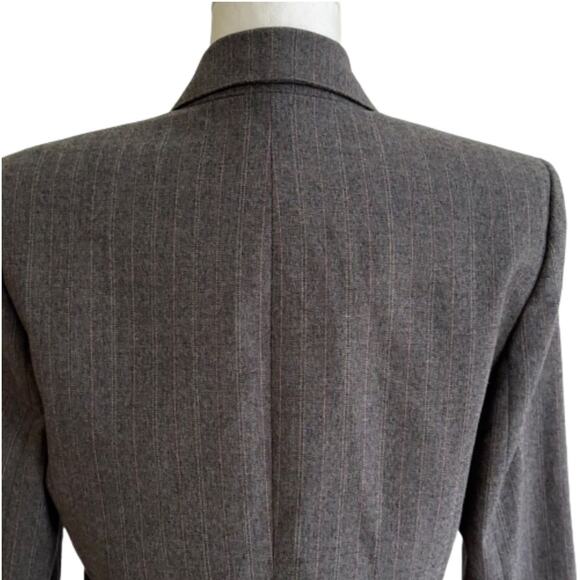 Evan Picone Suit Blazer Gray Pinstripe Faux Flap Pockets Blazer Jacket Size 6 - Picture 6 of 13